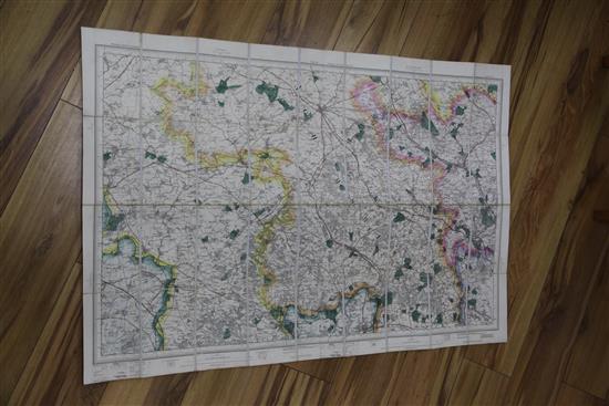 Edward Stanford - 6 folding pocket Ordnance Survey maps - one inch to one mile, for Sandhurst,